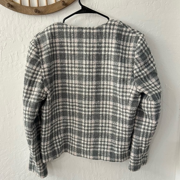 Vintage Koret Union Made USA Plaid Checkered Gray Pink Blazer Single Button 8 - Picture 6 of 9